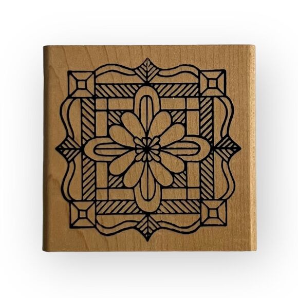 Holly Berry House Vintage 90s Mandala, Stained Glass, Kaleidoscope Stamp - Picture 1 of 9